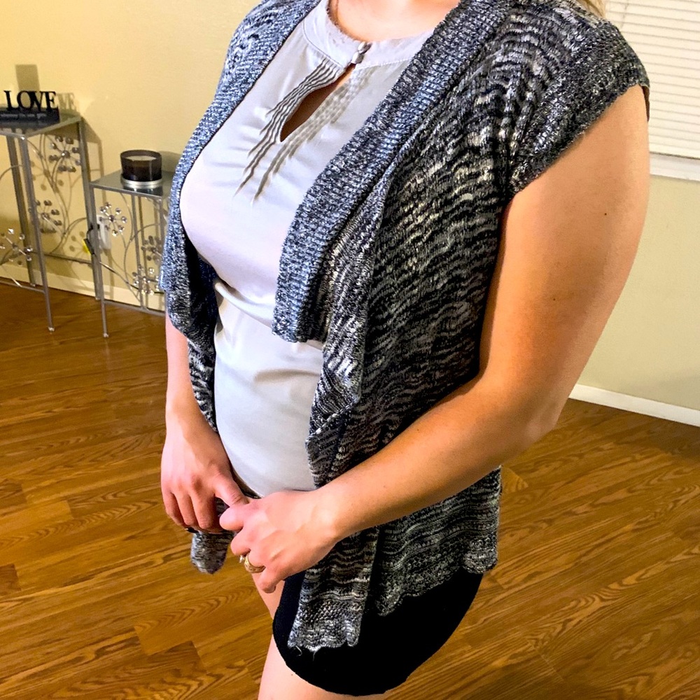 Cardigan with blouse under